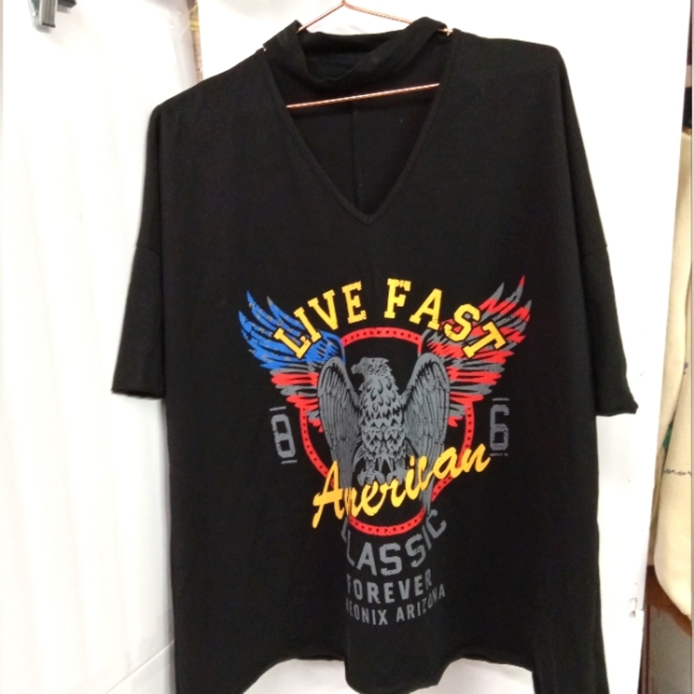 LIVE FAST Shirt Womens American Classic Arizona Black Graphics Size S